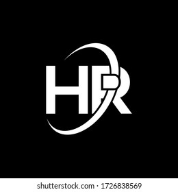 HR Letter Logo Design. Initial letters HR logo icon. Abstract letter HR H R minimal logo design template. H R Letter Design Vector with black Colors. hr logo