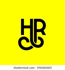 HR letter logo design on yellow background. HR creative initials letter logo concept. hr letter design. HR black letter design on yellow background. H R, h r logo