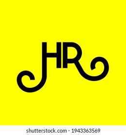 HR letter logo design on yellow background. HR creative initials letter logo concept. hr letter design. HR black letter design on yellow background. H R, h r logo