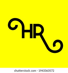 HR letter logo design on yellow background. HR creative initials letter logo concept. hr letter design. HR black letter design on yellow background. H R, h r logo