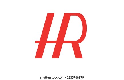 Logo-Design für HR-Buchstaben in roten Farben. Illustration der kreativen, modernen Buchstaben, Vektorsymbol