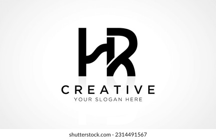 HR Letter Logo Design Vector Template. Alphabet Initial Letter HR Logo Design With Glossy Reflection Business Illustration.