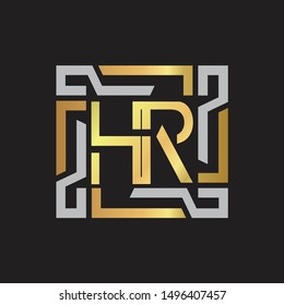 HR Letter logo initial capital monogram with abstract ornament