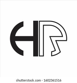 HR Letter logo monogram with oval shape negative space design template white background