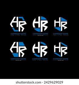 HR letter logo set design.HR monogram polygonal and circle shape vector. HR unique design.

