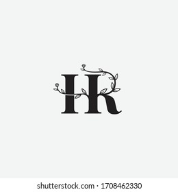 HR letter organic floral logo icon sign template