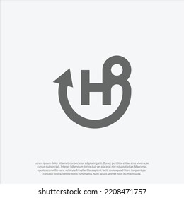HR lettering alphabet combining letter H and R logo design in vector format.