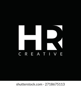 HR letters Logo with negative space design. Letter with geometric typography. Creative Vector Illustration with letters.