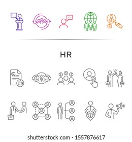 HR line icon set. CV, handshake, salary. Human resource concept. Can be used for topics like career, job, recruitment, interview