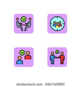 HR line icon set. Searching for employees, interviewing and meeting with colleagues. Job and human resources concept. Vector illustration for web design and apps