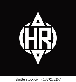HR Logo with circle rounded combine triangle top and bottom side design template