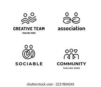 Design-Template-Set für HR-Logo. Umfassende Kreativteams arbeiten Illustrationen. Moderne Sammlung von Humanressourcen mit Symbolen für Menschen. Idee von Kreativrekrutierung und Führungsstil