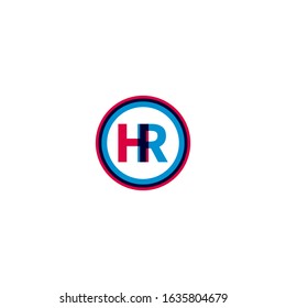 HR logo, human resources icon, color capital letters in  circle, vector sign