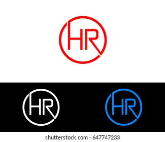 Hr Logo. Letter Design Vector with Red and Black Gold Silver Colors