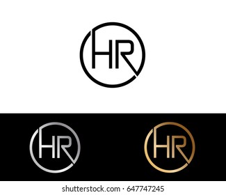 Hr Logo. Letter Design Vector with Red and Black Gold Silver Colors