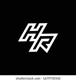 HR logo monogram with up to down style negative space design template isolated on black background