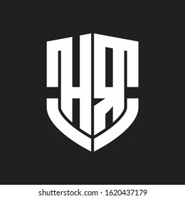 HR Logo monogram with emblem shield shape design isolated on black background