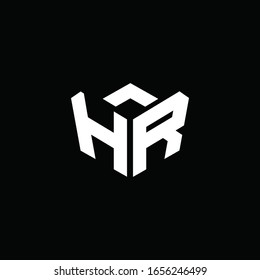 HR logo monogram with emblem style ribbon design template