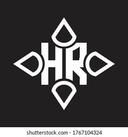 HR Logo monogram with four cone rounded by the shape design template