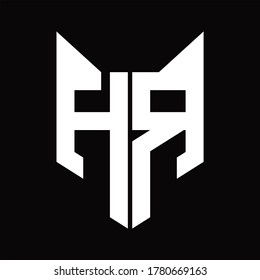 HR Logo monogram with fox head shape design template