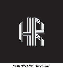 HR Logo monogram with outline style linked isolated on black background
