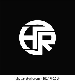 HR Logo monogram with rounded line swipe design template on black background