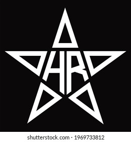 HR Logo monogram with star shape on blackground design template