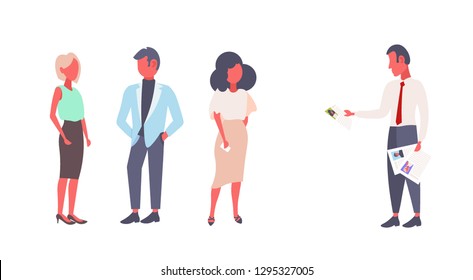 hr man holding cv form resume choosing group business people hiring interview curriculum vitae recruitment candidate job position concept flat doodle horizontal isolated