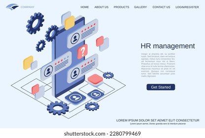 HR management, candidate choice, recruitment flat 3d isometric vector concept illustration