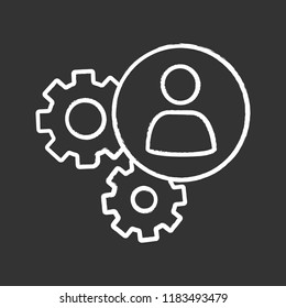HR management chalk icon. Teamwork. Human resources. Business mechanism. Isolated vector chalkboard illustration