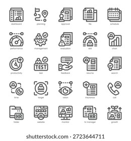 Paquete de iconos de gestión de recursos humanos para su Sitio web, móvil, presentación y diseño de logotipo. Diseño de esquema de icono de gestión de recursos humanos. Ilustración gráfica de Vector y trazo editable.
