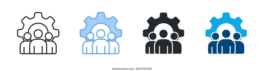 Conjunto De Iconos De Administración De Recursos Humanos De Varios Estilos. Diseñado en el contorno, azul, glifo, tono dual