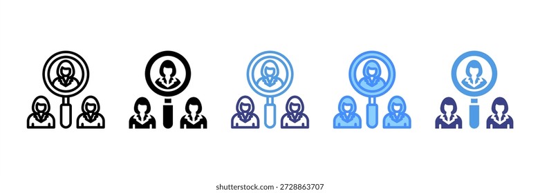 Conjunto de iconos de gestión de recursos humanos Colección de estilos múltiples