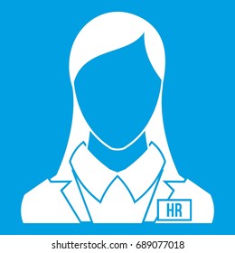 HR management icon white isolated on blue background vector illustration