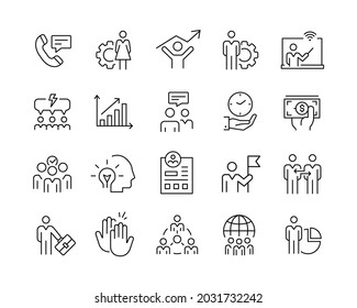 HR Management Icons - Vector Line Icons. Editable Stroke. Vector Graphic