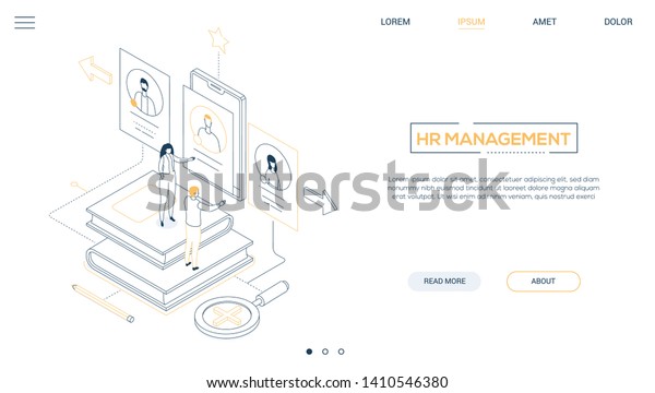 Hr Management Line Design Style Isometric People Business