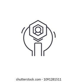 HR management linear icon concept. HR management line vector sign, symbol, illustration.