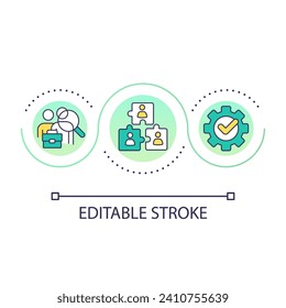 HR management loop concept icon. Team building process. Professional staff employment abstract idea thin line illustration. Isolated outline drawing. Editable stroke. Arial font used