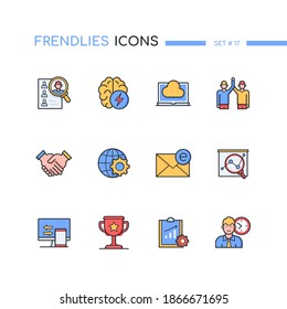 HR and management - modern line design style icons set. Business strategy and career idea. Brainstorming, teamworking, partnership, outsourcing, award, email, data exchange, project, analytics symbols