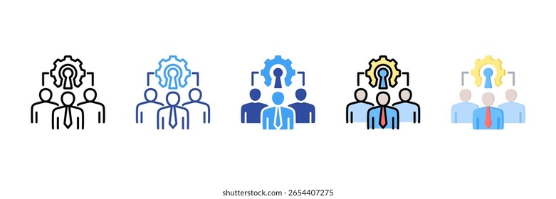 Conjunto de iconos de estilo múltiple de gestión de recursos humanos