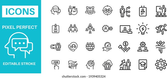 HR Management - vector line icon set