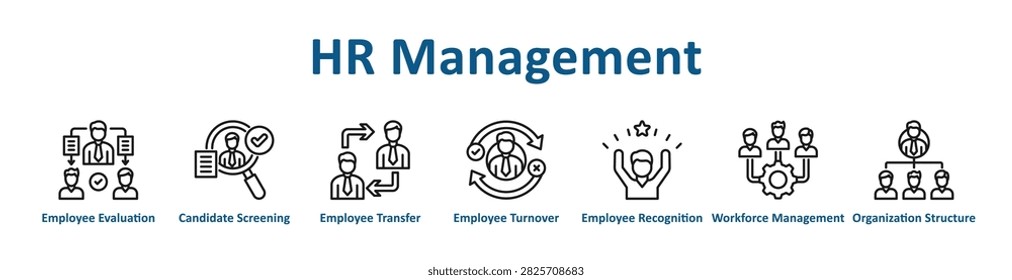 Hr Management web icon banner with line art style