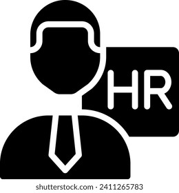 HR manager black glyph icon. Coordinates recruitment process. Human resources department. Work position. Silhouette symbol on white space. Solid pictogram. Vector isolated illustration