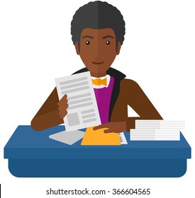 HR manager checking files.