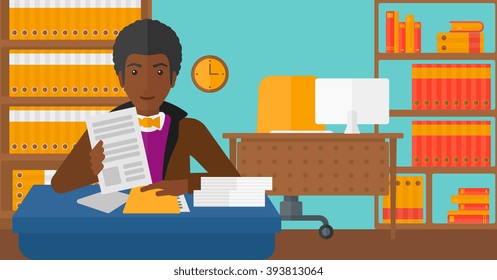 HR manager checking files.