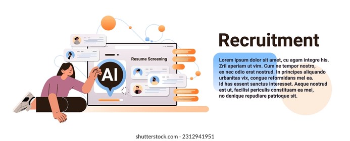 hr manager choosing resume with photo and personal info of new employees job candidates on digital screen recruitment hiring