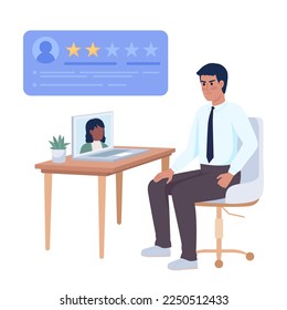 HR manager disappointed with job candidate semi flat color vector character. Editable figure. Full body person on white. Simple cartoon style illustration for web graphic design and animation