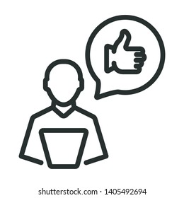 hr manager feedback - minimal line web icon. simple vector illustration. concept for infographic, website or app.
