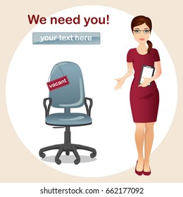 HR manager hires a Professional for the position / Manager invites a gesture for a vacant seat, Staff recruitment, Vacancy