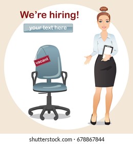 HR manager hires a Professional for the position / Manager invites a gesture for a vacant seat, Staff recruitment, Vacancy